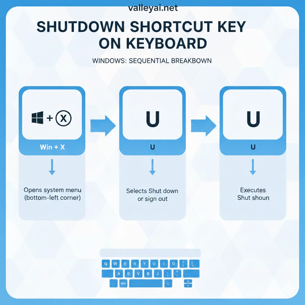 on this inforgraphic full guide mentioned with practical steps of shutdown shortcut key.