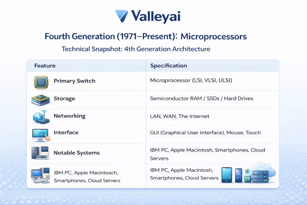 Fourth generations of computers details written on this infographic with all details.