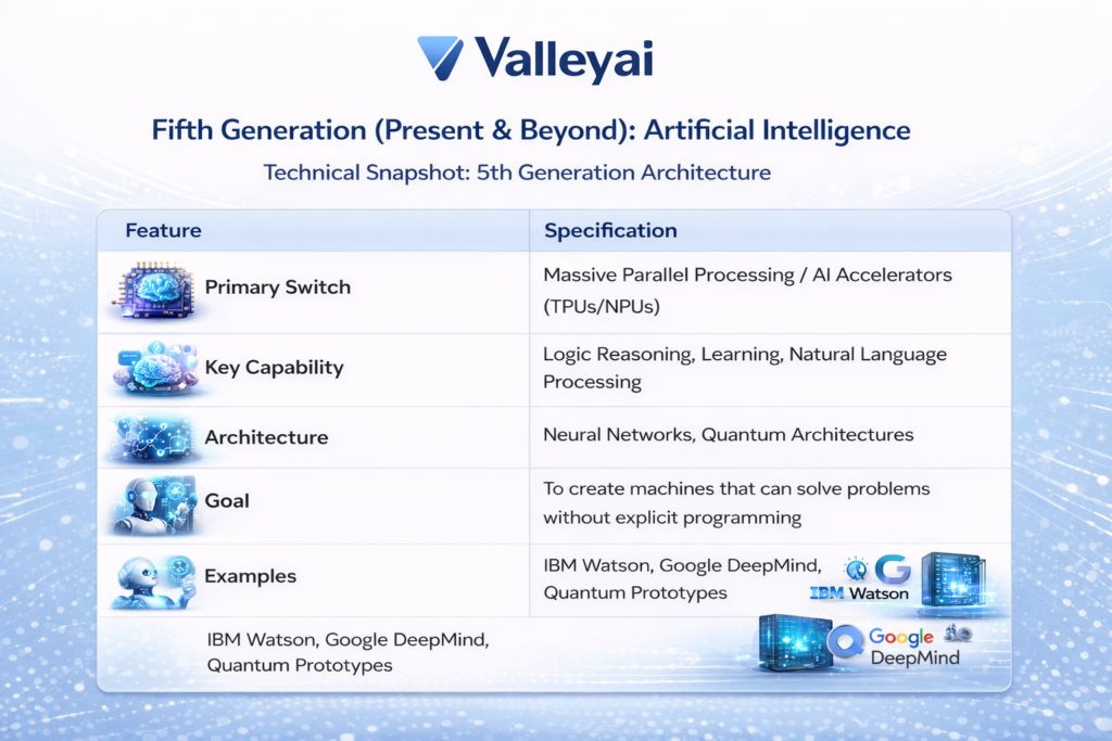 Fifth Generation (Present & Beyond): Artificial Intelligence
