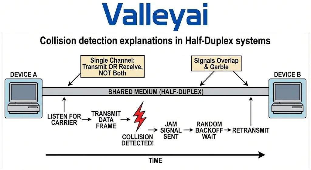 Collision detection explanations in Half-Duplex systems