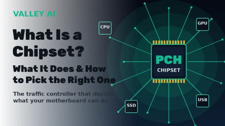 What is a chipset: the PCH chip at the center of a motherboard, wired to the CPU, GPU, SSD and USB devices it serves