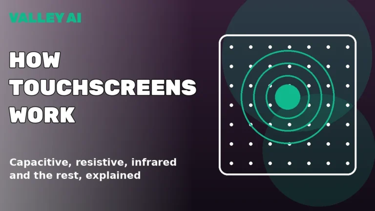 How touchscreens work: a glowing screen grid with a touch ripple